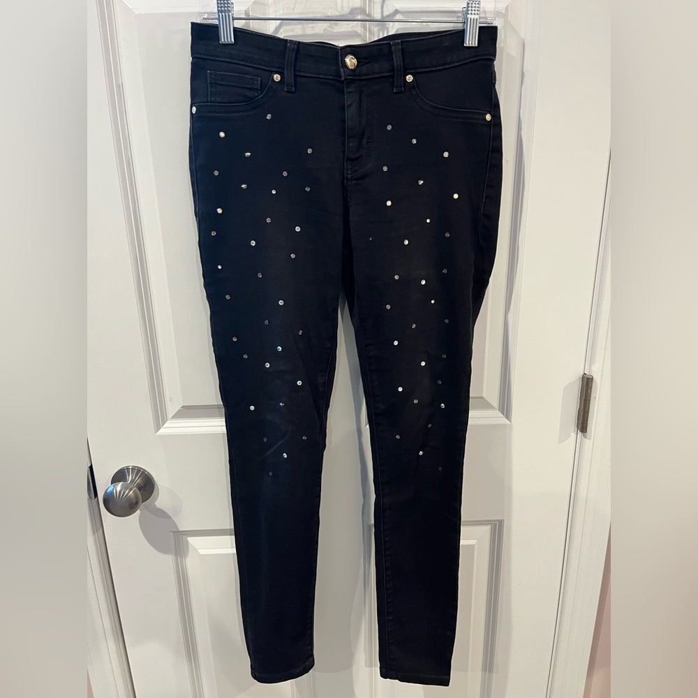 Jennifer Lopez Super Skinny Rhinestone Black Jeans Size 6